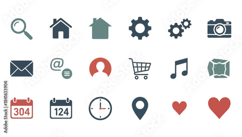 Collection of diverse interface icons for website design or application development resource