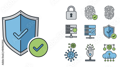 Illustrative representation of cybersecurity components ensuring protection and validation measures
