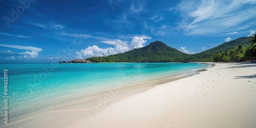 White sandy beach with turq...