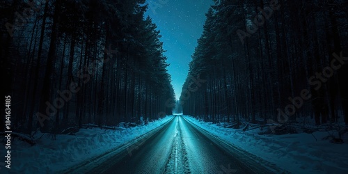 Night scene of a winding sn...