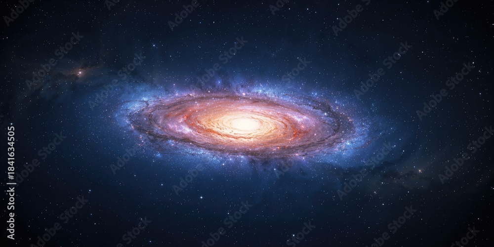 Obraz premium Galaxy with stars and interstellar dust in deep space, cosmic dust distribution for astronomical research