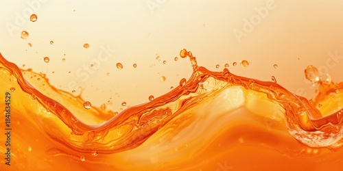 Bright orange splash with smooth waves and bubbles, used as a background pattern in graphic design, Earth Day