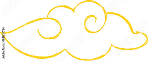 Curved cloud design drawn in loose sketch lines with a soft cultural mood. Ideal for Lunar aesthetics and decorative layouts.