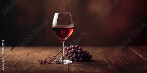 Red wine glass with grape s...