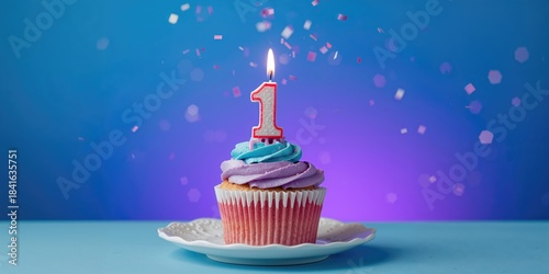 Cupcake with a number 1 can...