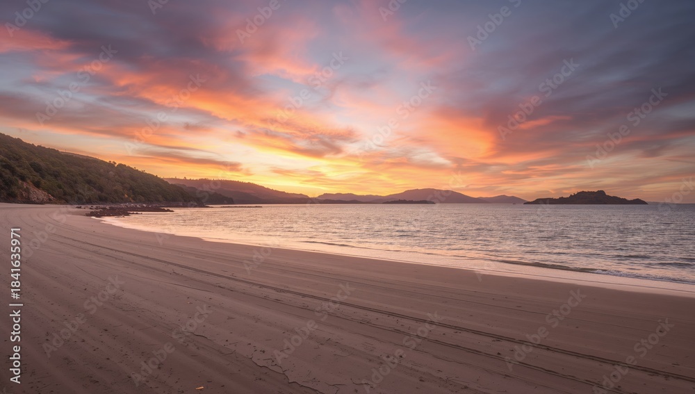 Fototapeta premium Evening scene over a reservoir in Spain highlighting water conservation themes, ideal for sustainability projects