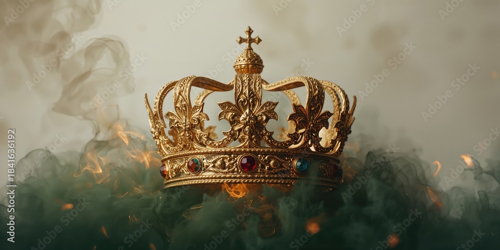 Obraz premium A detailed view of a decorative crown with elaborate craftsmanship, intended for royal or ceremonial occasions