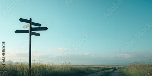 Blank directional road sign...