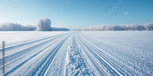 Snow-covered footprints and...