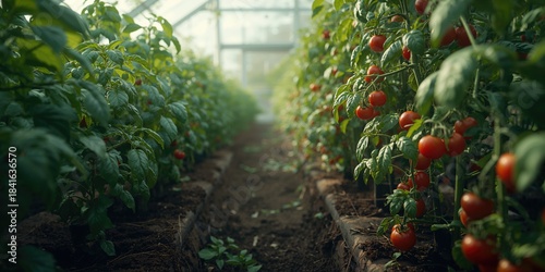 Greenhouse with basil and t...