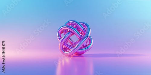 Fototapeta Naklejka Na Ścianę i Meble -  Vivid 3d rendered abstract shape serving as a visual element in digital interface backgrounds