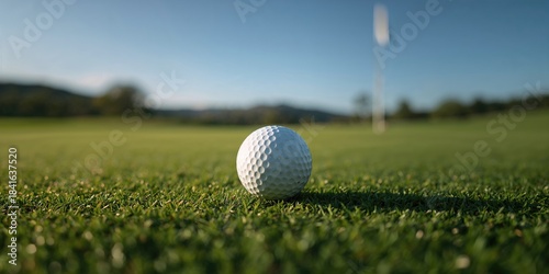 Golf ball resting on a lush...