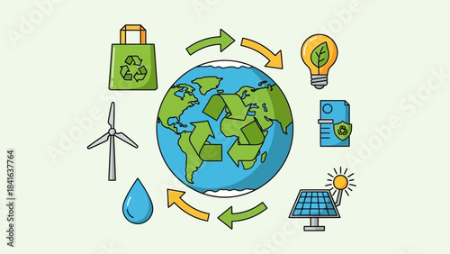 Conceptual illustration showcasing sustainability and eco friendly energy sources for a greener