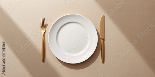 Clean plate and cutlery on ...