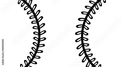 Detailed line drawing of baseball stitches creating a sense of anticipation and excitement