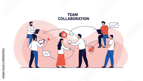 Innovative teamwork showcase with digital integration for enhanced productivity and creative