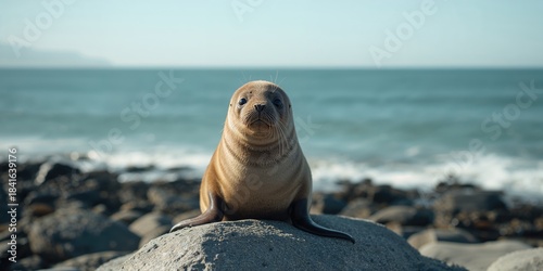 A juvenile fur seal lying o...