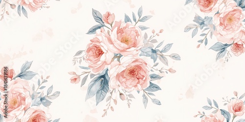 Seamless watercolor floral ...
