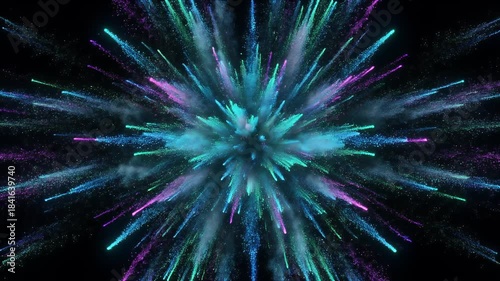 Vibrant Abstract Particle Explosion in Outer Space Animation.