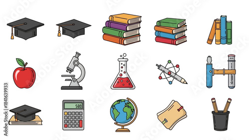 A vibrant collage of learning tools, evoking academic pursuit and knowledge exploration through