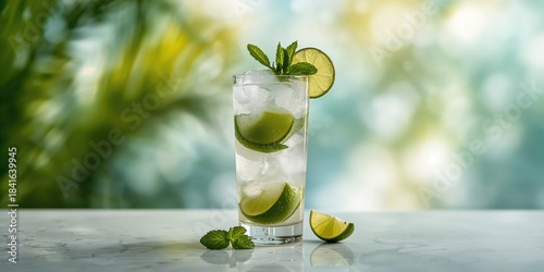 Mojito cocktail with lime a...