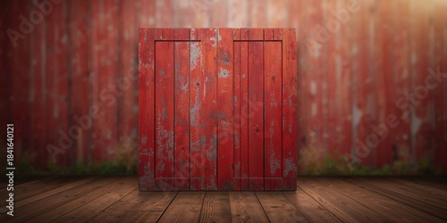 Old red grunge wood vertica...