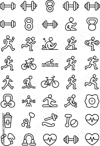 Fitness icons for healthy lifestyle and exercise routine