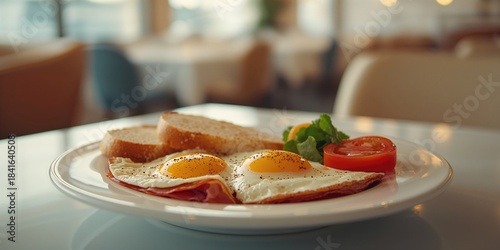 Eggs, toast, ham, and chees...