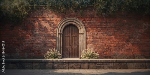 Old stone facade with woode...