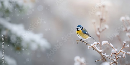 Blue tit perched on a tree ...