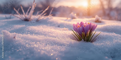 Bright crocuses pushing thr...