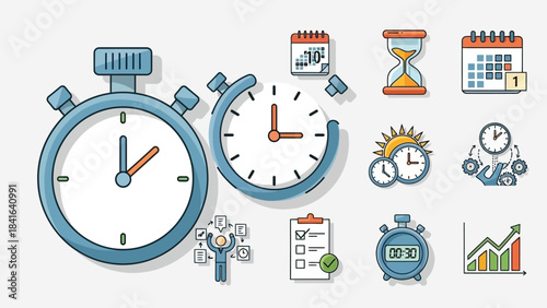 Creative illustration showcasing time management, planning, and scheduling efficiency for enhanced