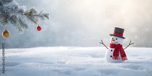 Pine branch with a snowman ...