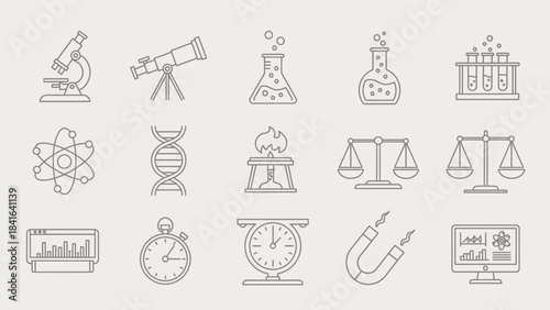 Outline Science Tools and Equipment Seamless Pattern Representing Scientific Exploration and
