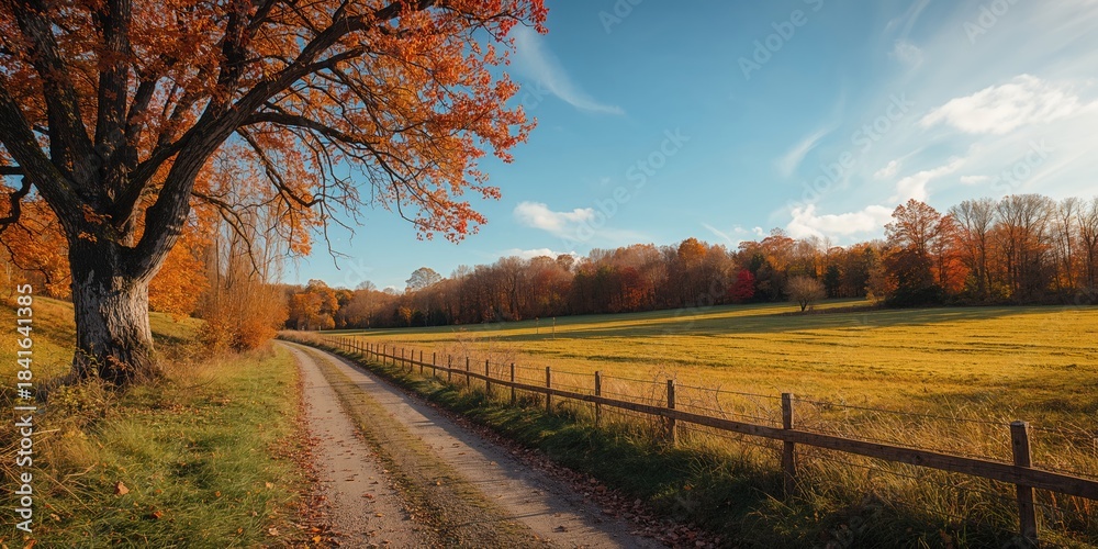 Naklejka premium Fall landscape in the Lower Rhine Region, Germany, highlighting seasonal change and natural erosion risk