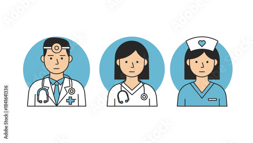 Healthcare professionals team illustration conveying medicine expertise and patient care service