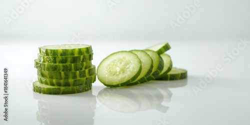 Fresh cucumber slices arran...