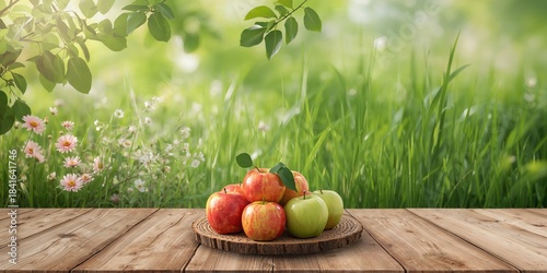Apples arranged on a picnic...