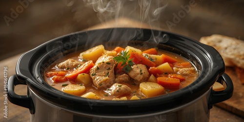 Close-up of a slow cooker f...