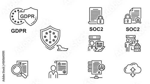 Comprehensive outline illustrations of data compliance standards for global information governance