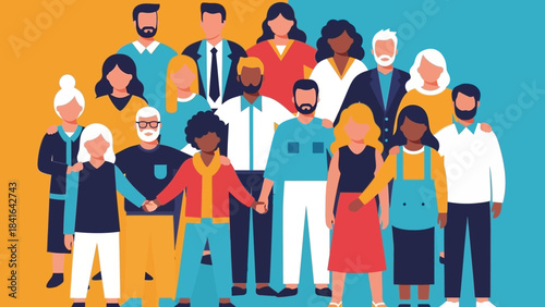 Diversity and inclusion concept featuring diverse group of people supporting each other