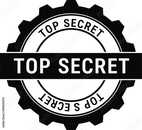 Top secret gear badge vector illustration