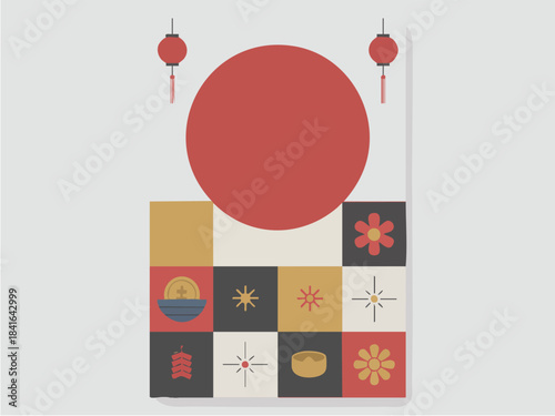 Traditional Asian Mid Autumn Festival Celebration Design.
