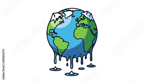 Cartoon depiction of a melting earth symbolizing urgent environmental issues related to climate