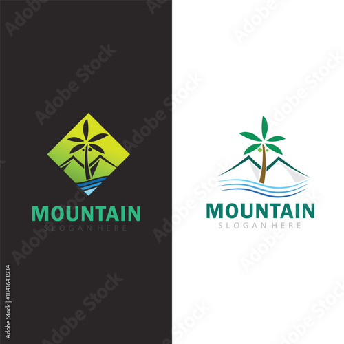 Detailed Mountain Range Vector Emblem Perfect for Scenic Travel Destination Promotion