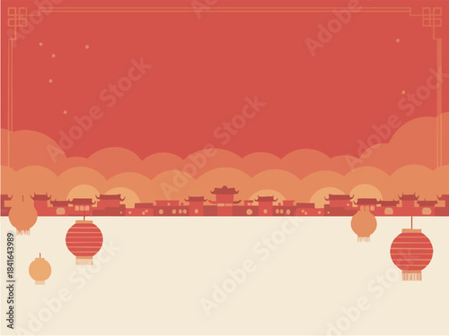 Traditional Chinese lanterns illuminate a festive scene symbolizing good fortune and celebration.