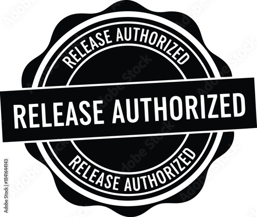 Release Authorized black stamp vector, official document approval, permission security icon
