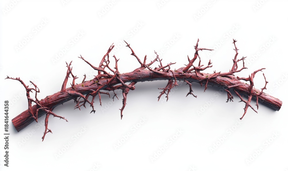 Obraz premium Dark wood branch with twigs isolated on white background nature concept