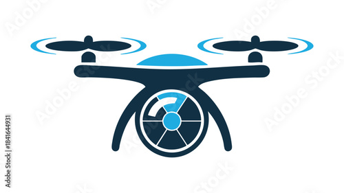 Modern flat design aerial drone vector graphic with camera sensor