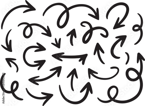 Confusing Arrows Pointing in Different Directions Randomly Scattered